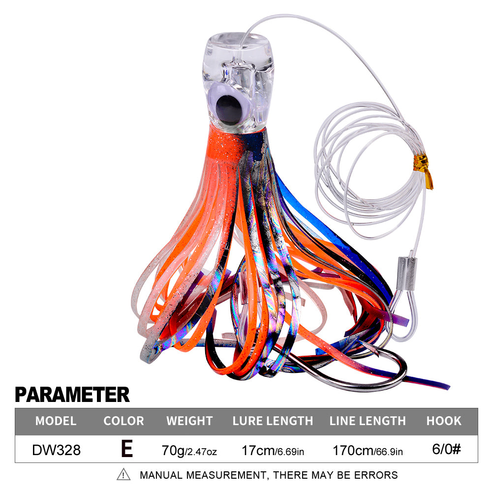 PROBEROS Trolling Lure Acrylic Octopus Soft Bait Resin Bionic Lure Sea Fishing Boat Fishing Lure 1Pc/5pc per pack