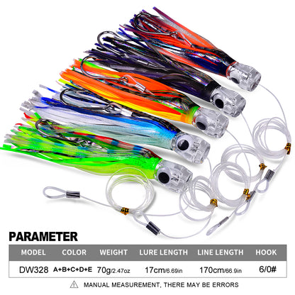 PROBEROS DW327/328 Resin Head Octopus Trolling Lure 17/23cm 1-5Pcs
