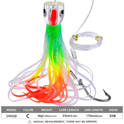 PROBEROS DW329 Saltwater Trolling Lure Octopus Skirt Bait 23cm 96g