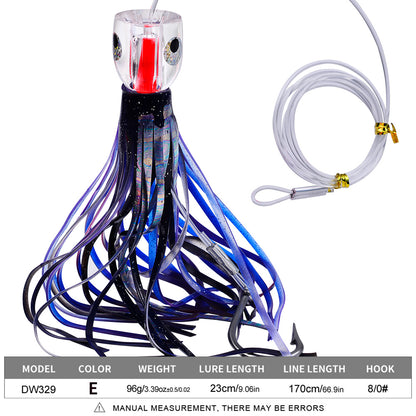 PROBEROS DW329 Saltwater Trolling Lure Octopus Skirt Bait 23cm 96g