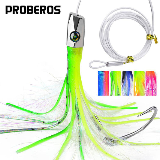 PROBEROS® 8.7 inch Trolling Lure 22cm 85g Metal Head Octopus Lure Squid Whisker Soft Lure Sea Fishing Bionic Fake Lure 5pcs - Proberos