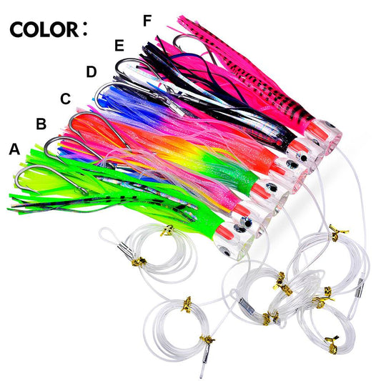 PROBEROS® 9 INCH TROLLING LURE ACRYLIC OCTOPUS WHISKER SQUID SOFT LURE SEA FISHING RESIN BIONIC SOFT LURE WITH WATER HOLES 6PCS - Proberos