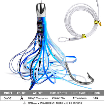 PROBEROS DW331 Metal Head Octopus Trolling Lure 20cm 66.5g 1-5Pcs