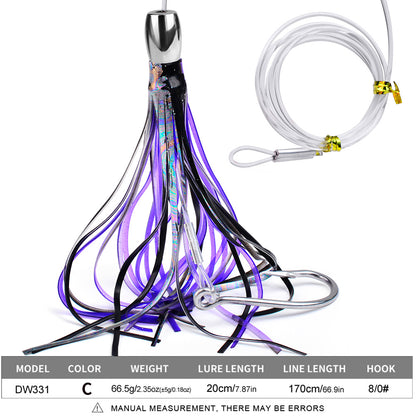 PROBEROS DW331 Metal Head Octopus Trolling Lure 20cm 66.5g 1-5Pcs