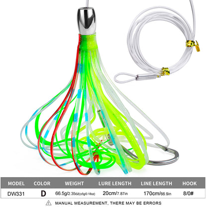 PROBEROS DW331 Metal Head Octopus Trolling Lure 20cm 66.5g 1-5Pcs