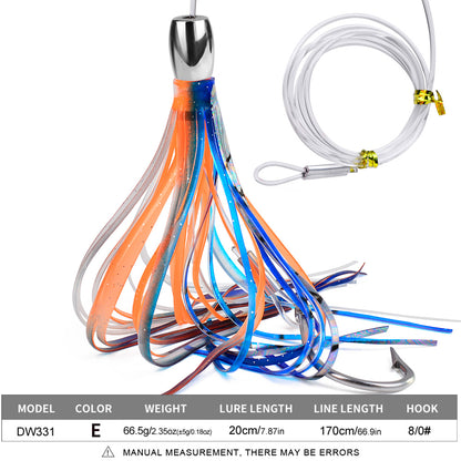 PROBEROS DW331 Metal Head Octopus Trolling Lure 20cm 66.5g 1-5Pcs