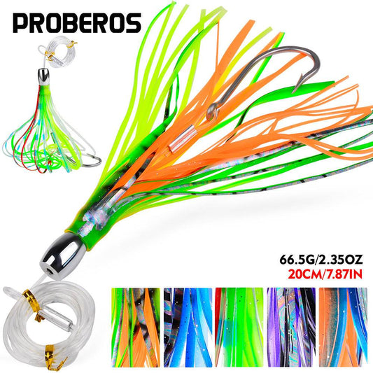 PROBEROS® 7.87-inch Trolling Lure 20cm 66.5g Metal Head Octopus Squid Tentacle Soft Bait Sea Fishing Bionic Bait 5pcs - Proberos
