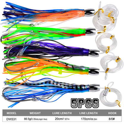 PROBEROS DW331 Metal Head Octopus Trolling Lure 20cm 66.5g 1-5Pcs