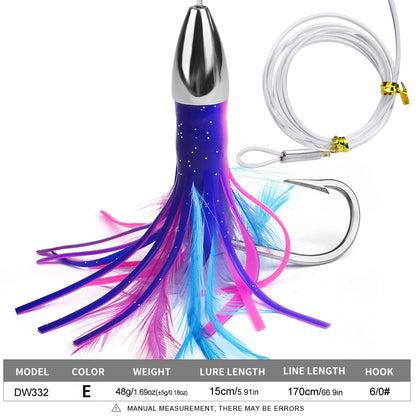 PROBEROS DW331 Metal Head Octopus Trolling Lure 20cm 66.5g 1-5Pcs