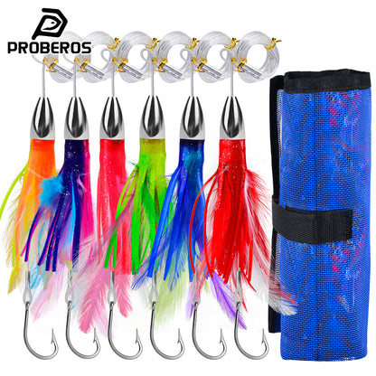 PROBEROS DW333 Big Game Offshore Trolling Lure Set | 6Pcs Deep Sea Bait Kit