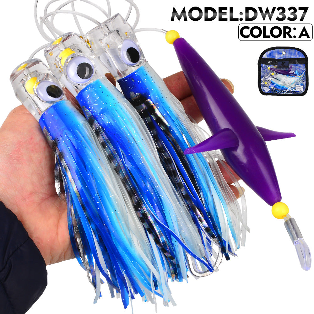 PROBEROS DW337 Trolling Squid Lure 6in/9in Rotating Propeller Saltwater Tuna Mahi Bait – Proberos