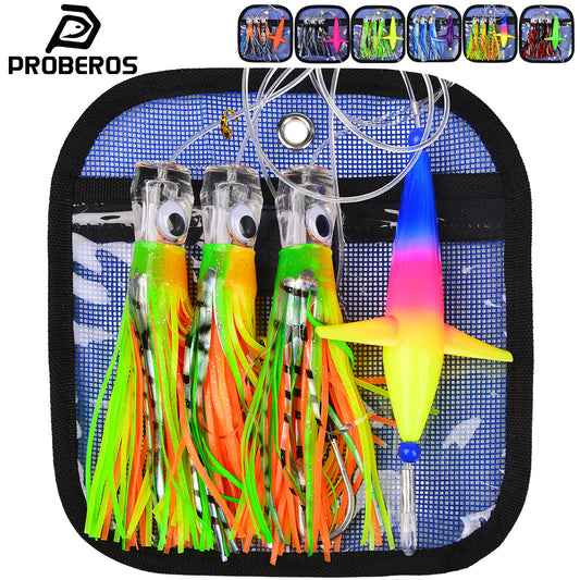 PROBEROS Lure Trolling Bait 6inch/9inch Rotating 1 set Propeller Bionic Lure Squid Tuna Mahi Sea Fishing Lure&nbsp;