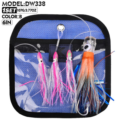 PROBEROS Trolling Lure Acrylic Octopus Skirt Squid Soft Bait 6inch/9inch Sea Fishing Boat Fishing Resin Bionic Soft Lure1 SET per pack