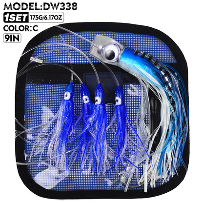 PROBEROS Trolling Lure Acrylic Octopus Skirt Squid Soft Bait 6inch/9inch Sea Fishing Boat Fishing Resin Bionic Soft Lure1 SET per pack