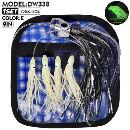 PROBEROS Trolling Lure Acrylic Octopus Skirt Squid Soft Bait 6inch/9inch Sea Fishing Boat Fishing Resin Bionic Soft Lure1 SET per pack