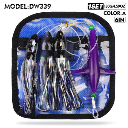 PROBEROS Lure Trolling Bait 6inch/9inch Rotating Bird Head Propeller Bionic Lure Squid Tuna Mahi Sea Fishing Lure 1 set