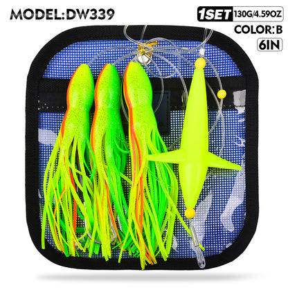 PROBEROS Lure Trolling Bait 6inch/9inch Rotating Bird Head Propeller Bionic Lure Squid Tuna Mahi Sea Fishing Lure 1 set