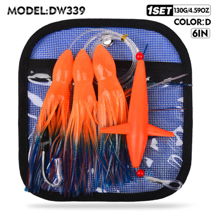 PROBEROS Lure Trolling Bait 6inch/9inch Rotating Bird Head Propeller Bionic Lure Squid Tuna Mahi Sea Fishing Lure 1 set