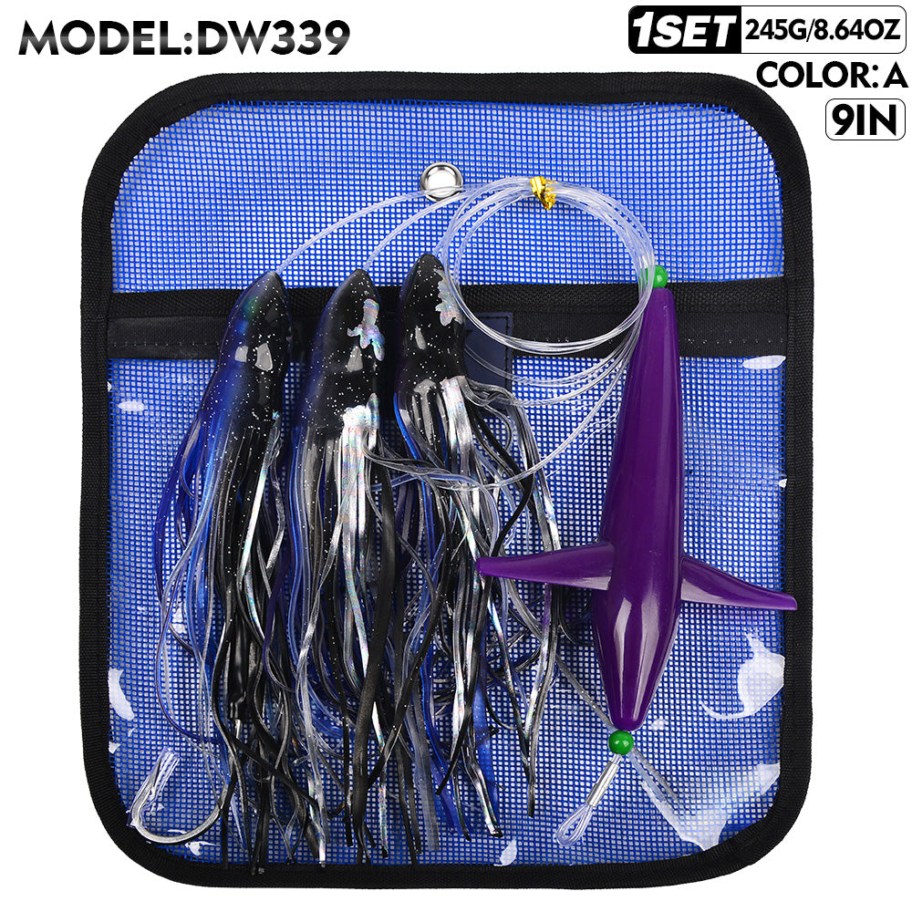 PROBEROS Lure Trolling Bait 6inch/9inch Rotating Bird Head Propeller Bionic Lure Squid Tuna Mahi Sea Fishing Lure 1 set