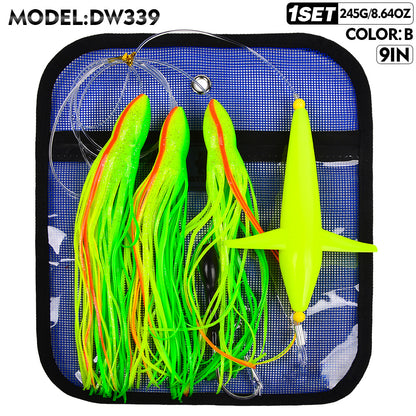 PROBEROS Lure Trolling Bait 6inch/9inch Rotating Bird Head Propeller Bionic Lure Squid Tuna Mahi Sea Fishing Lure 1 set