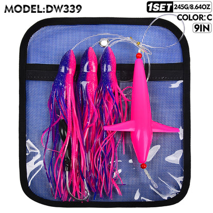 PROBEROS Lure Trolling Bait 6inch/9inch Rotating Bird Head Propeller Bionic Lure Squid Tuna Mahi Sea Fishing Lure 1 set