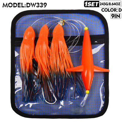 PROBEROS Lure Trolling Bait 6inch/9inch Rotating Bird Head Propeller Bionic Lure Squid Tuna Mahi Sea Fishing Lure 1 set