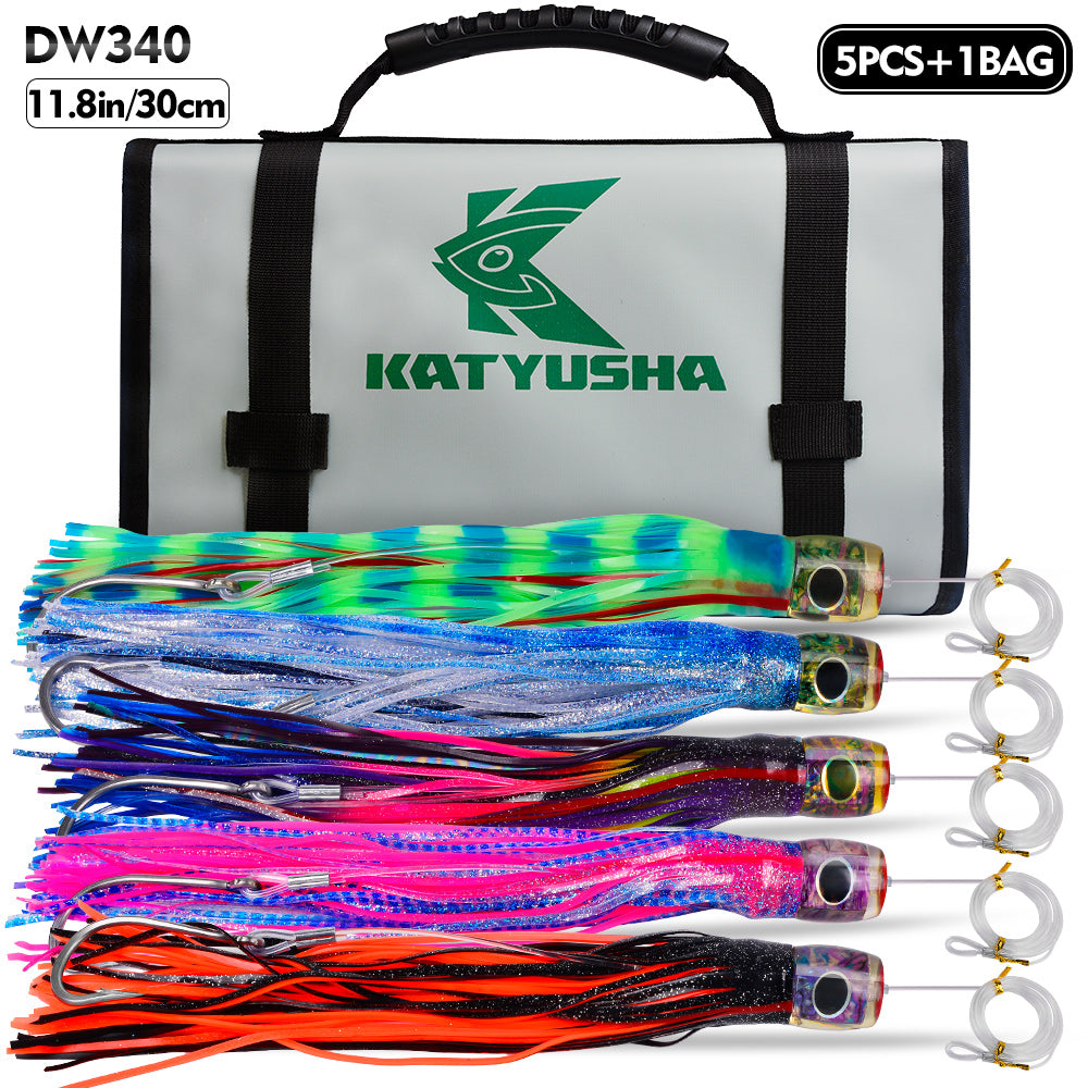 PROBEROS Trolling Lure Set 5Pcs/Set with Bag Big Game Deep Sea Fishing Lure for Marlin Tuna Wahoo