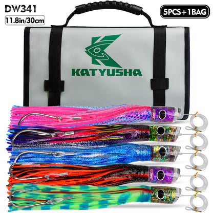 PROBEROS DW340 Trolling Lure Set 5Pcs/Set with Big Game Deep Sea Fishing Lure for Marlin Tuna Wahoo