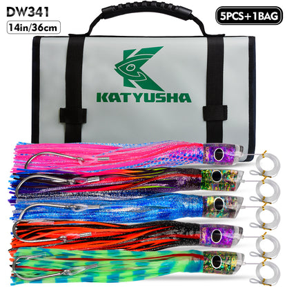 PROBEROS DW340 Trolling Lure Set 5Pcs/Set with Big Game Deep Sea Fishing Lure for Marlin Tuna Wahoo