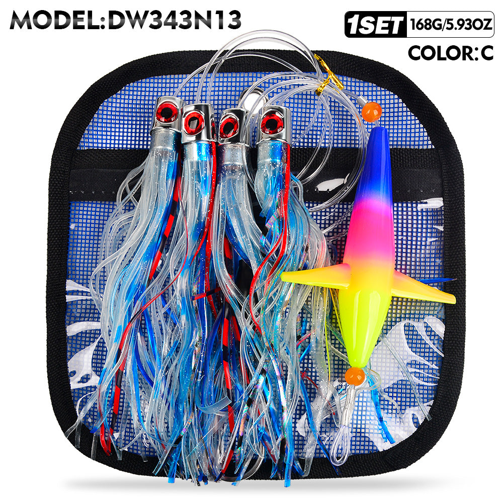 KATUYSHA Trolling Lure Set 1 Set Rotating Bird Head Propeller Bionic Lure Squid Tuna Mahi Sea Fishing Lure