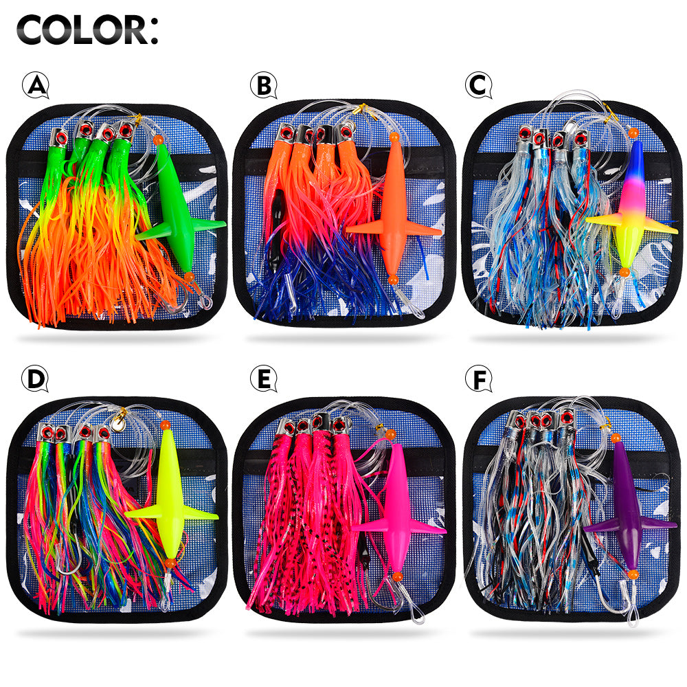 KATUYSHA Trolling Lure Set 1 Set Rotating Bird Head Propeller Bionic Lure Squid Tuna Mahi Sea Fishing Lure