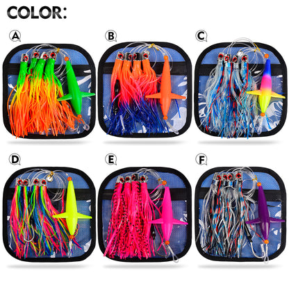 KATUYSHA Trolling Lure Set 1 Set Rotating Bird Head Propeller Bionic Lure Squid Tuna Mahi Sea Fishing Lure