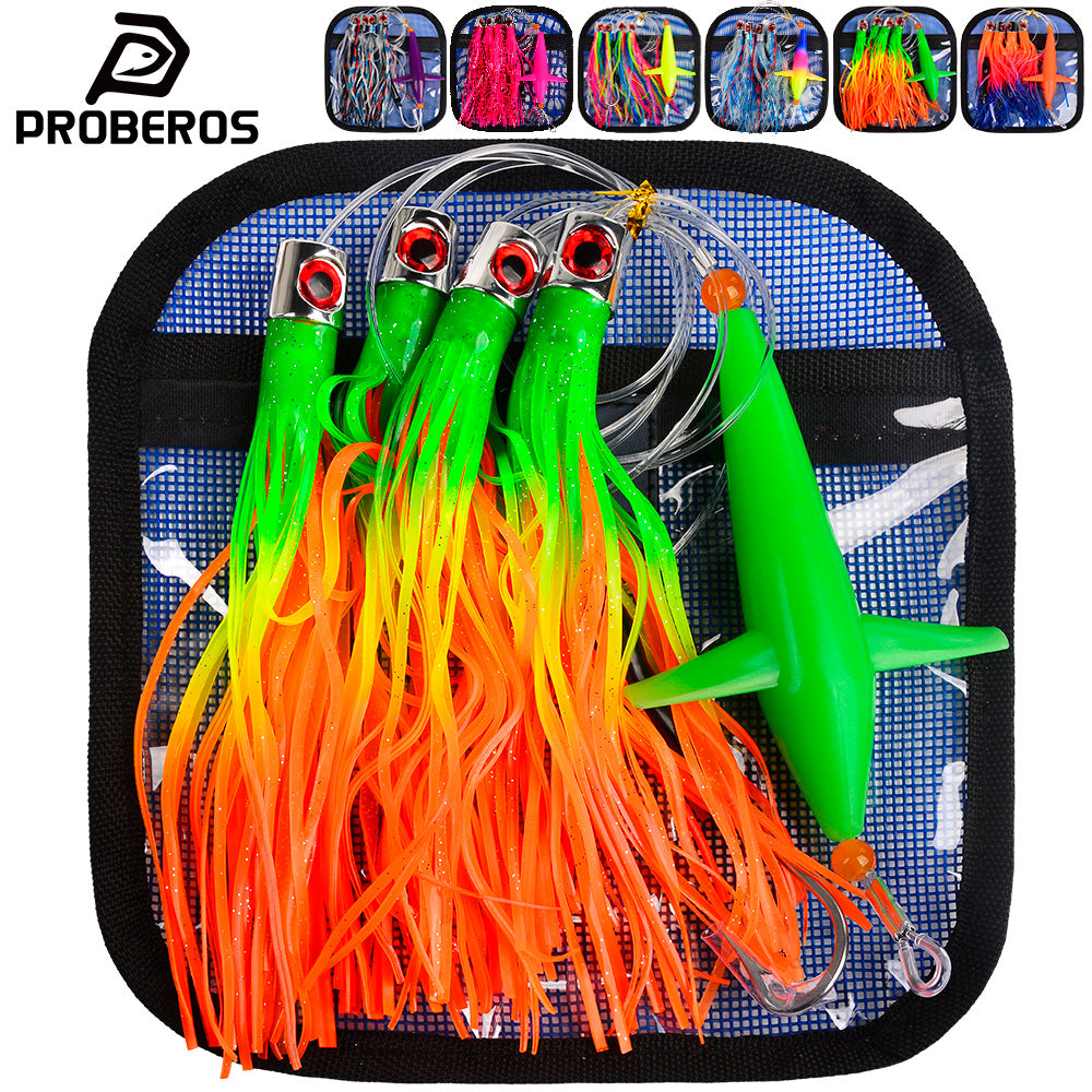 KATUYSHA Trolling Lure Set 1 Set Rotating Bird Head Propeller Bionic Lure Squid Tuna Mahi Sea Fishing Lure