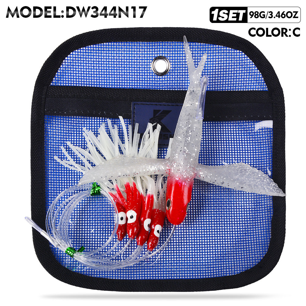 KATUYSHA Trolling Lure Set 1 Set Flying Fish Shape Bionic Lure Squid Tuna Mahi Sea Fishing Lure