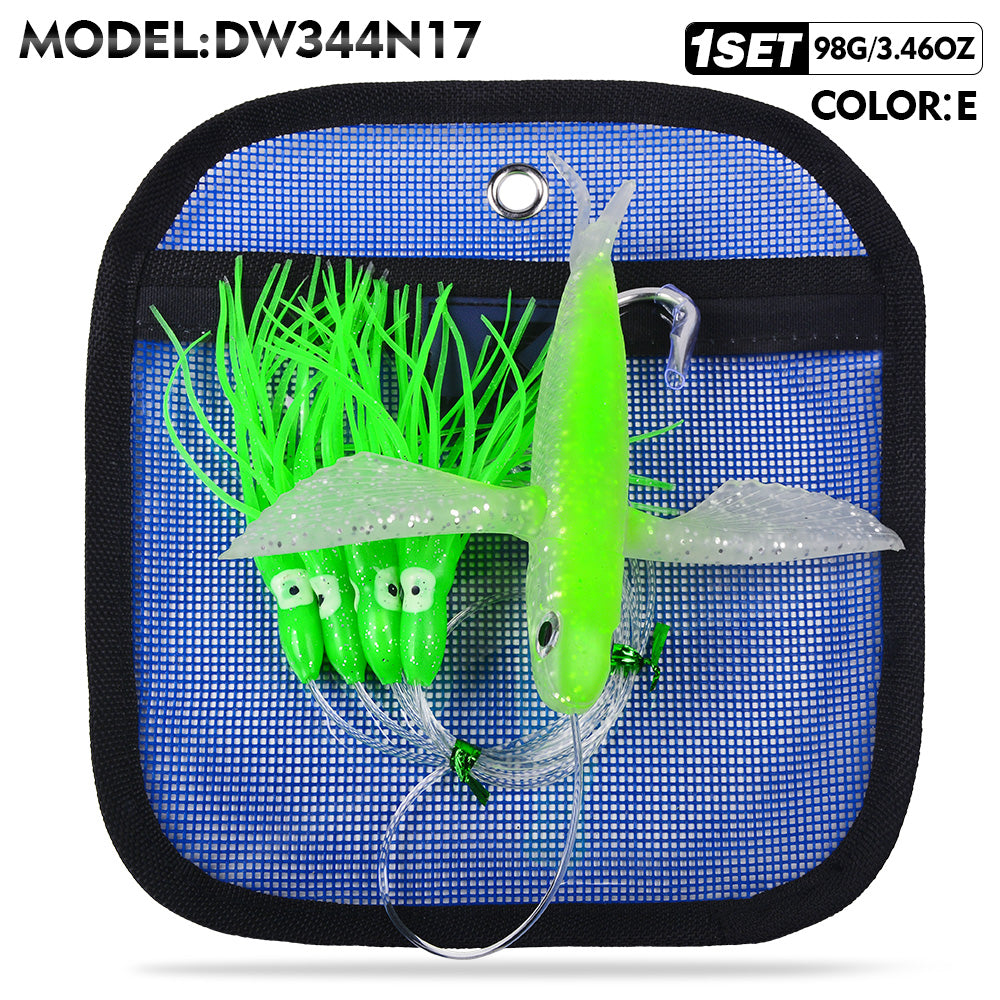 KATUYSHA Trolling Lure Set 1 Set Flying Fish Shape Bionic Lure Squid Tuna Mahi Sea Fishing Lure