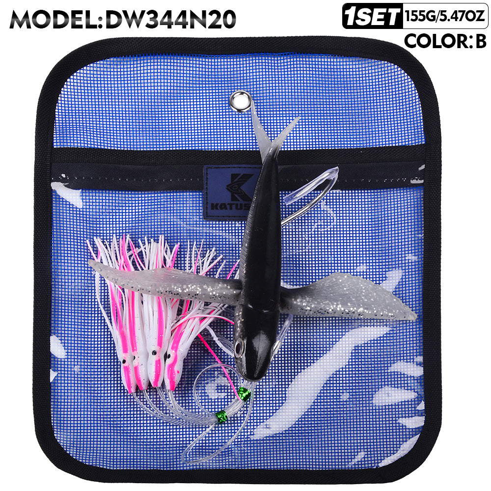 KATUYSHA Trolling Lure Set 1 Set Flying Fish Shape Bionic Lure Squid Tuna Mahi Sea Fishing Lure