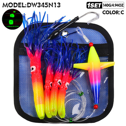 KATUYSHA Trolling Lure Set 1 Set Rotating Bullet Head Propeller Squid Bionic Lure Tuna Mahi Sea Fishing Lure