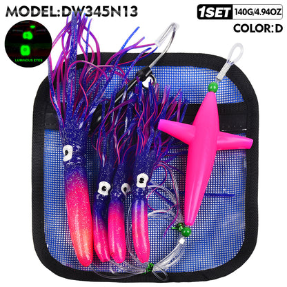 KATUYSHA Trolling Lure Set 1 Set Rotating Bullet Head Propeller Squid Bionic Lure Tuna Mahi Sea Fishing Lure