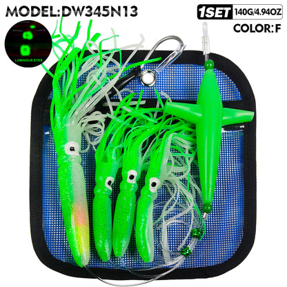 KATUYSHA Trolling Lure Set 1 Set Rotating Bullet Head Propeller Squid Bionic Lure Tuna Mahi Sea Fishing Lure