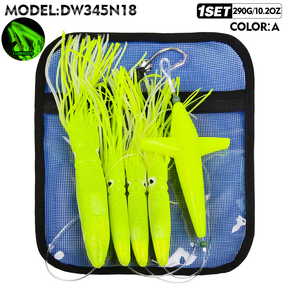KATUYSHA Trolling Lure Set 1 Set Rotating Bullet Head Propeller Squid Bionic Lure Tuna Mahi Sea Fishing Lure