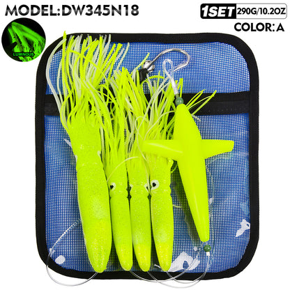 KATUYSHA Trolling Lure Set 1 Set Rotating Bullet Head Propeller Squid Bionic Lure Tuna Mahi Sea Fishing Lure