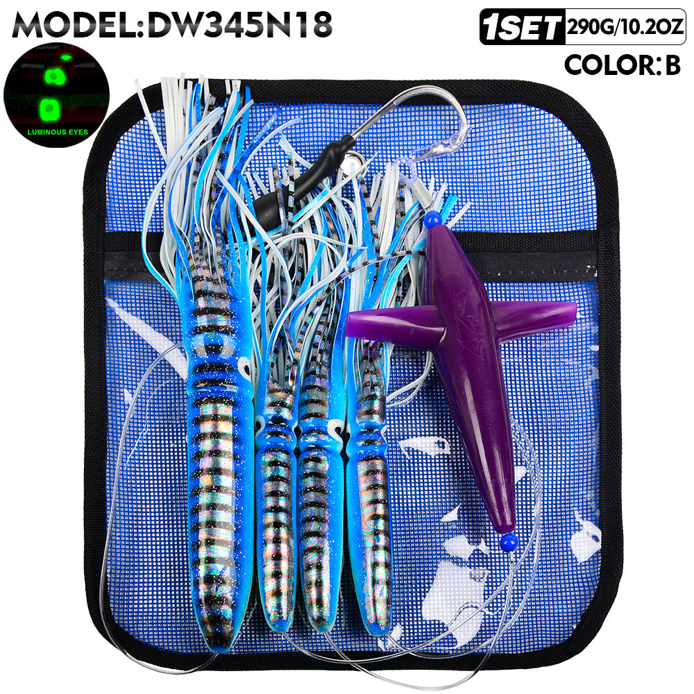 KATUYSHA Trolling Lure Set 1 Set Rotating Bullet Head Propeller Squid Bionic Lure Tuna Mahi Sea Fishing Lure