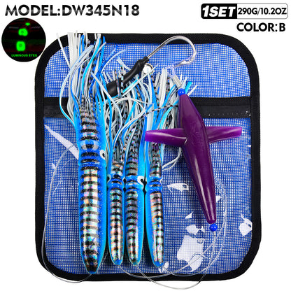 KATUYSHA Trolling Lure Set 1 Set Rotating Bullet Head Propeller Squid Bionic Lure Tuna Mahi Sea Fishing Lure