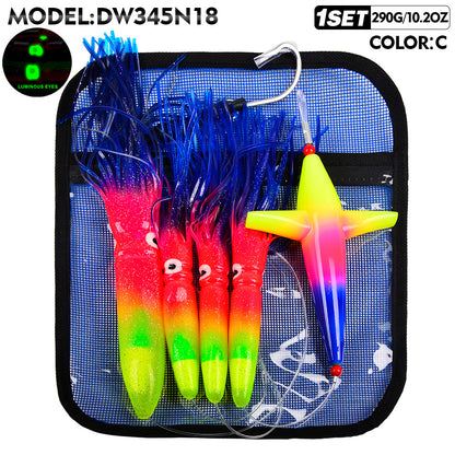 KATUYSHA Trolling Lure Set 1 Set Rotating Bullet Head Propeller Squid Bionic Lure Tuna Mahi Sea Fishing Lure