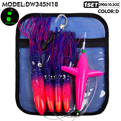 KATUYSHA Trolling Lure Set 1 Set Rotating Bullet Head Propeller Squid Bionic Lure Tuna Mahi Sea Fishing Lure