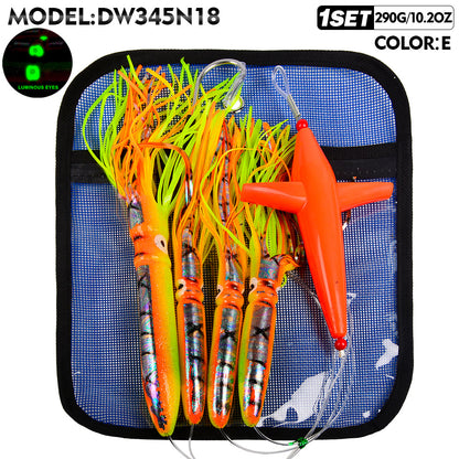 KATUYSHA Trolling Lure Set 1 Set Rotating Bullet Head Propeller Squid Bionic Lure Tuna Mahi Sea Fishing Lure