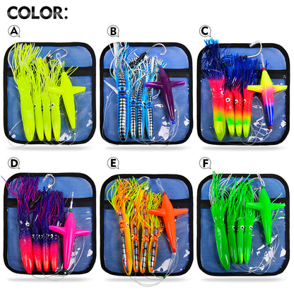 KATUYSHA Trolling Lure Set 1 Set Rotating Bullet Head Propeller Squid Bionic Lure Tuna Mahi Sea Fishing Lure