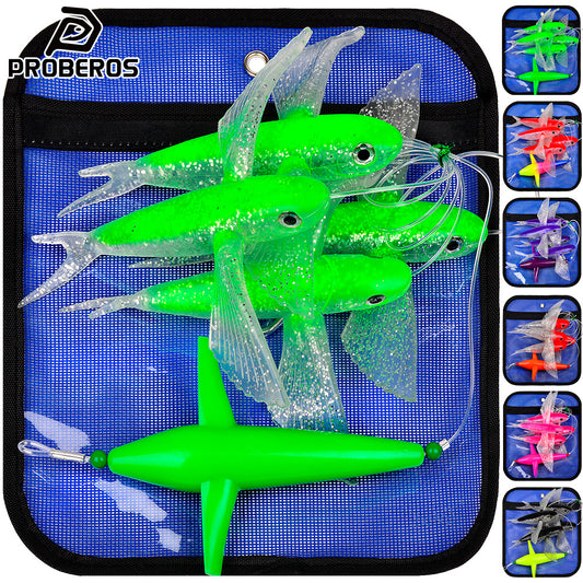 KATUYSHA Trolling Lure Set 1 Set Rotating Bullet Head Flying Fish Bionic Lure Tuna Mahi Sea Fishing Lure