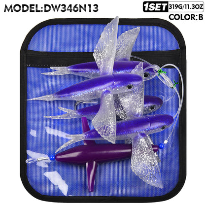 PROBEROS DW346 Flying Fish Trolling Lure Set for Tuna & Mahi