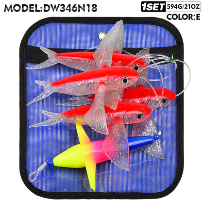 PROBEROS DW346 Flying Fish Trolling Lure Set for Tuna & Mahi